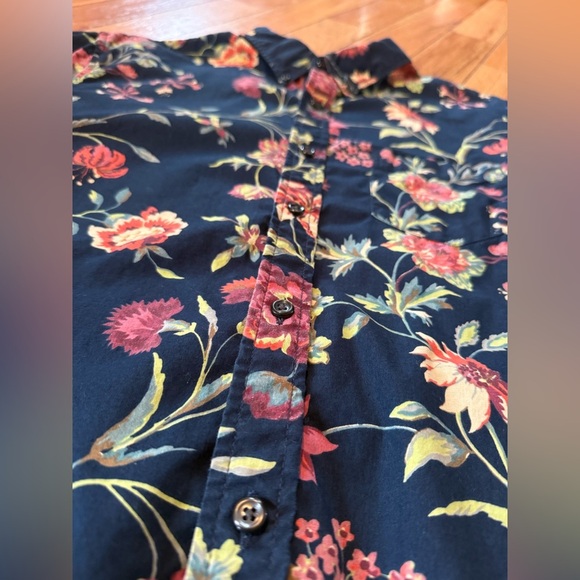 Denim & Supply Ralph Lauren Hawaiian Shirt Floral Short Sleeve Navy Blue Men’s L - Picture 3 of 11